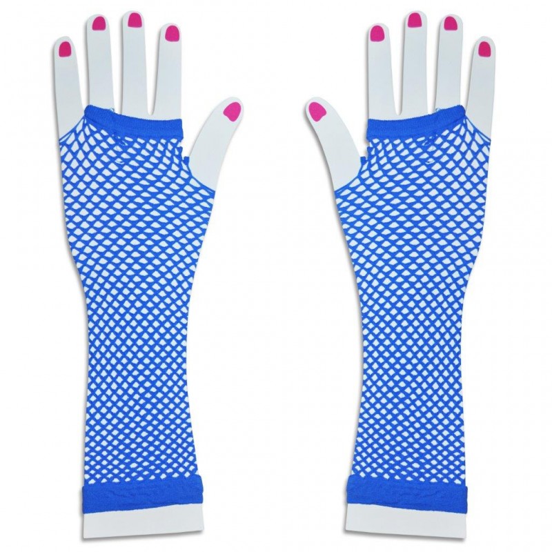 Long Fishnet Gloves Party Fancy Dress Tutu (Blue)
